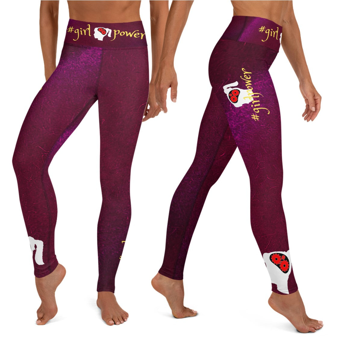 Athletic Wear Leggings for Active Girls- #girlpower. Wear-Your-Attitude Yoga Pants- Black, Beige, Plum . WickedYo.